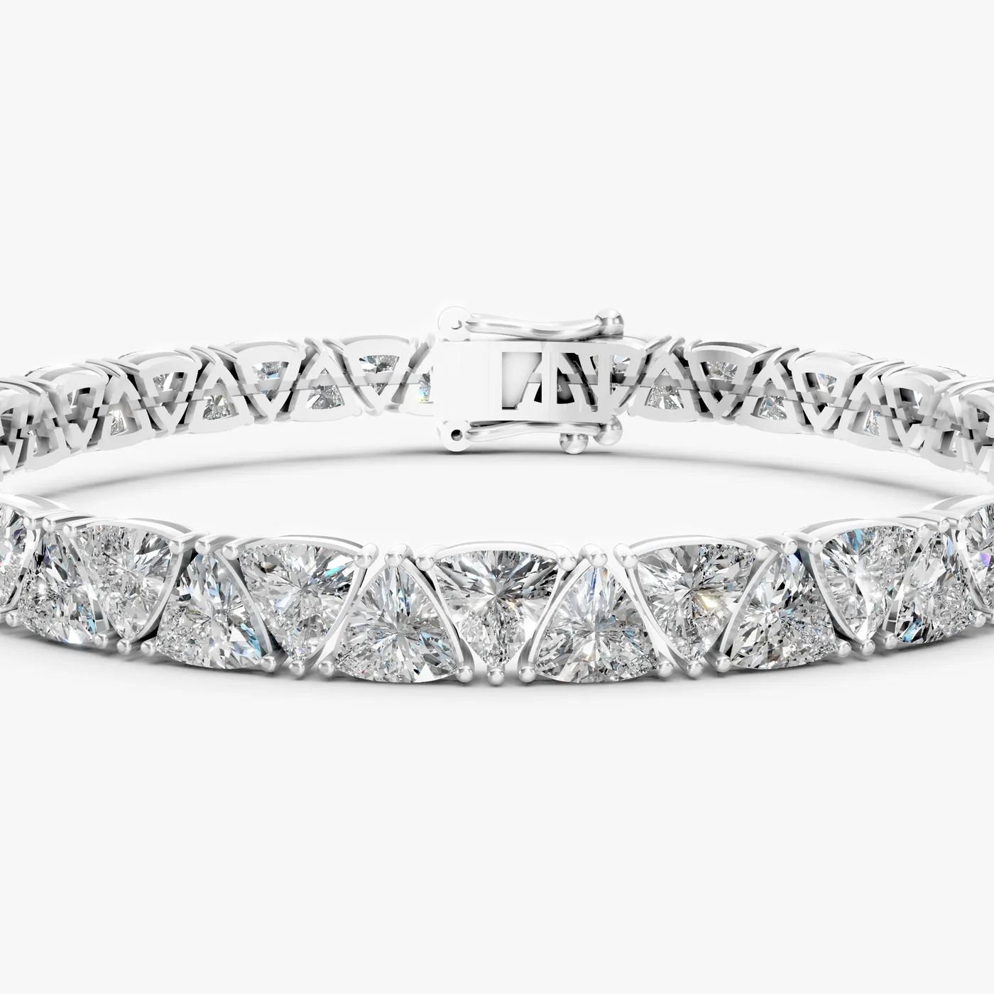 Trillion tennis bracelet, 14k white gold