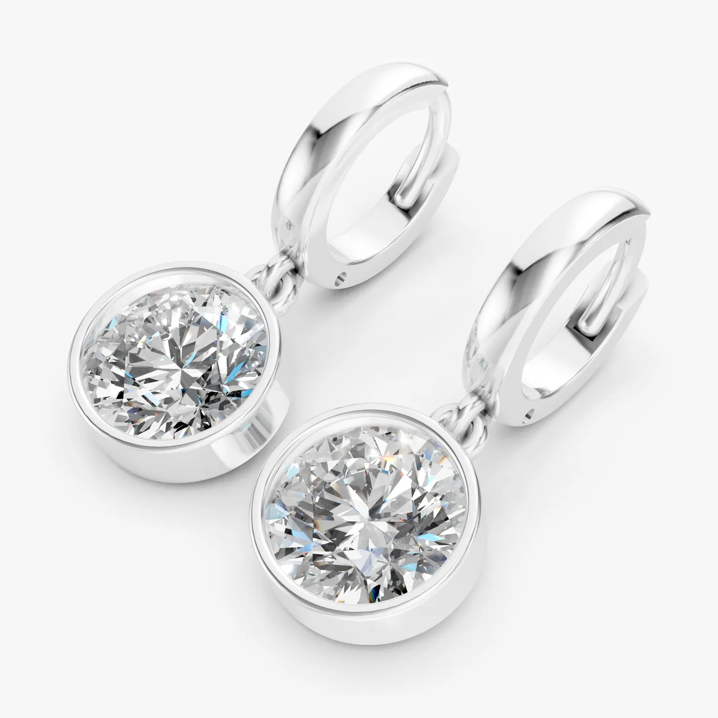 Lumen petite bezel drops, 14k white gold