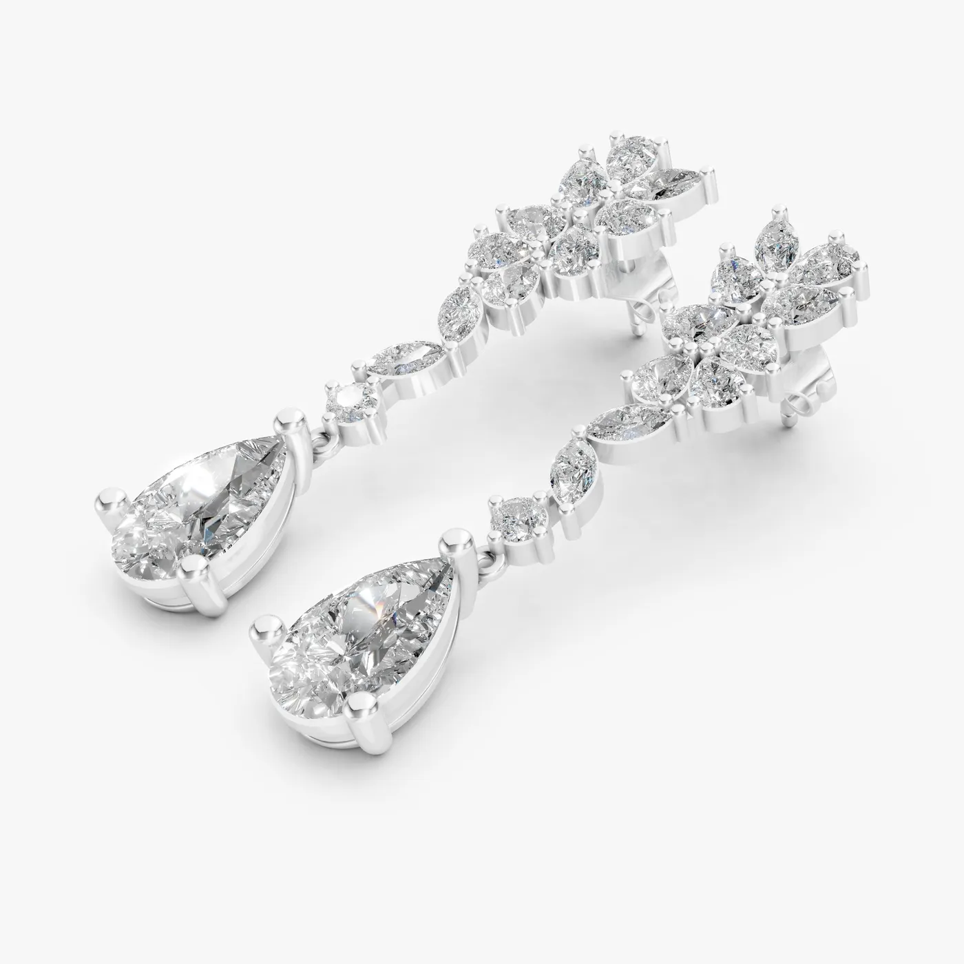Cielo pear drops, 14k white gold