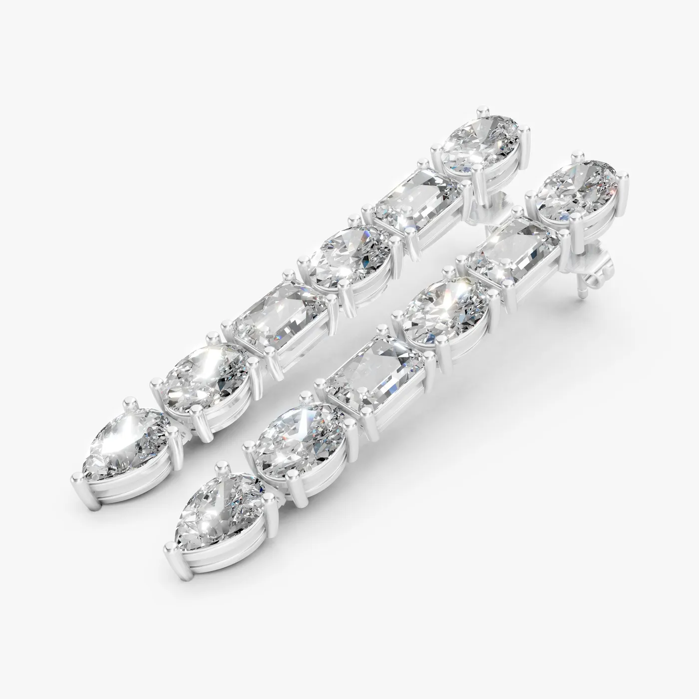 Meridian mixed cut drops, 14k white gold