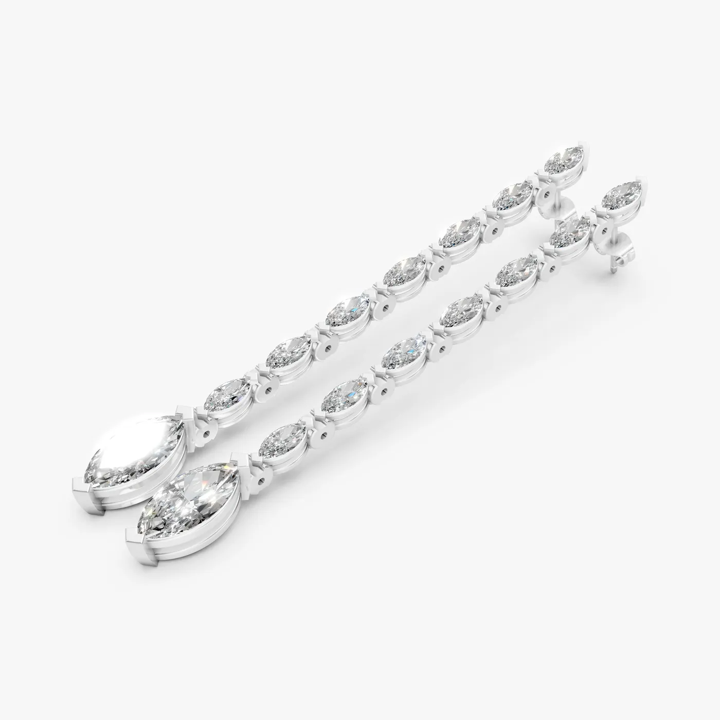 Meridian marquise drops, 14k white gold