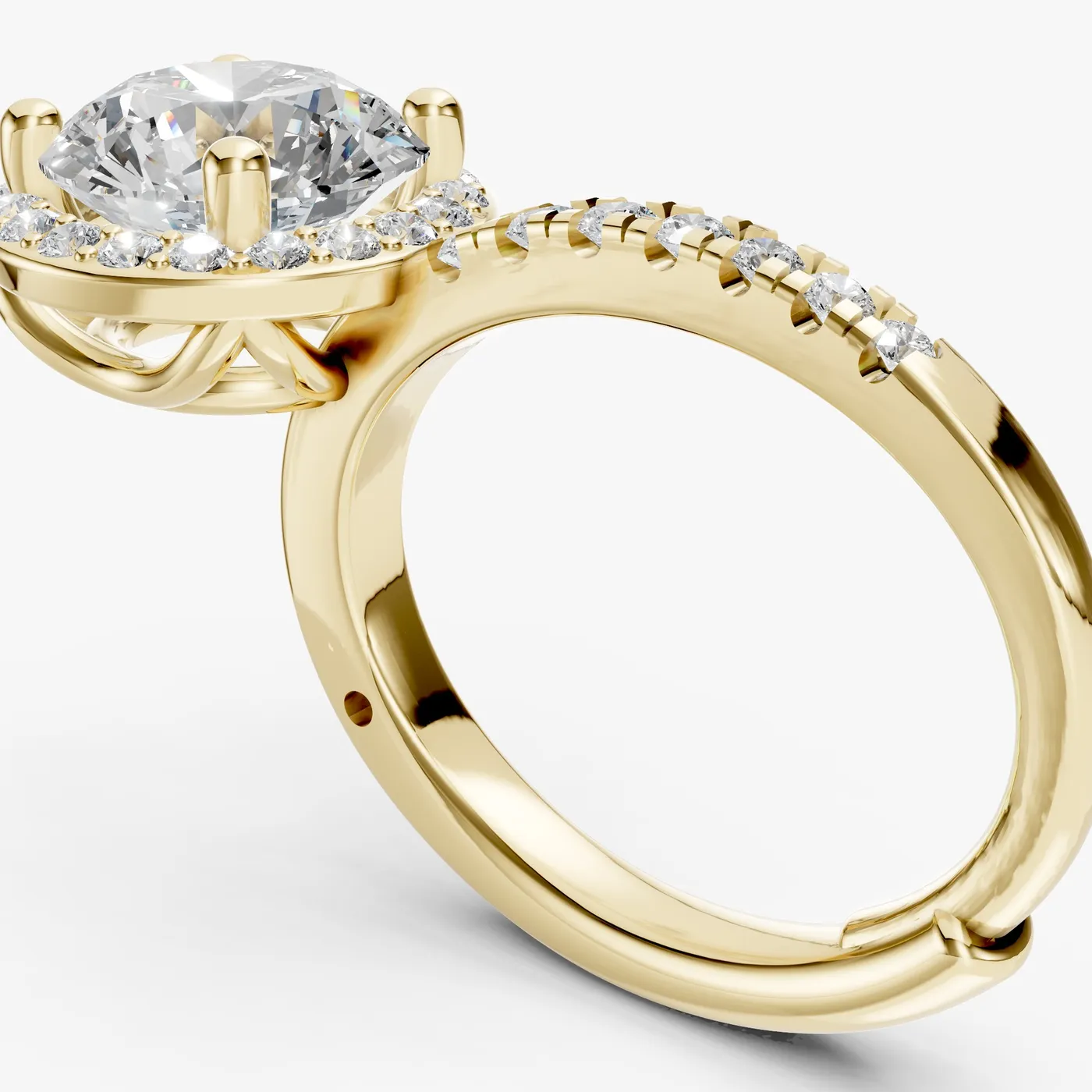 Lumen halo drops, 14k yellow gold