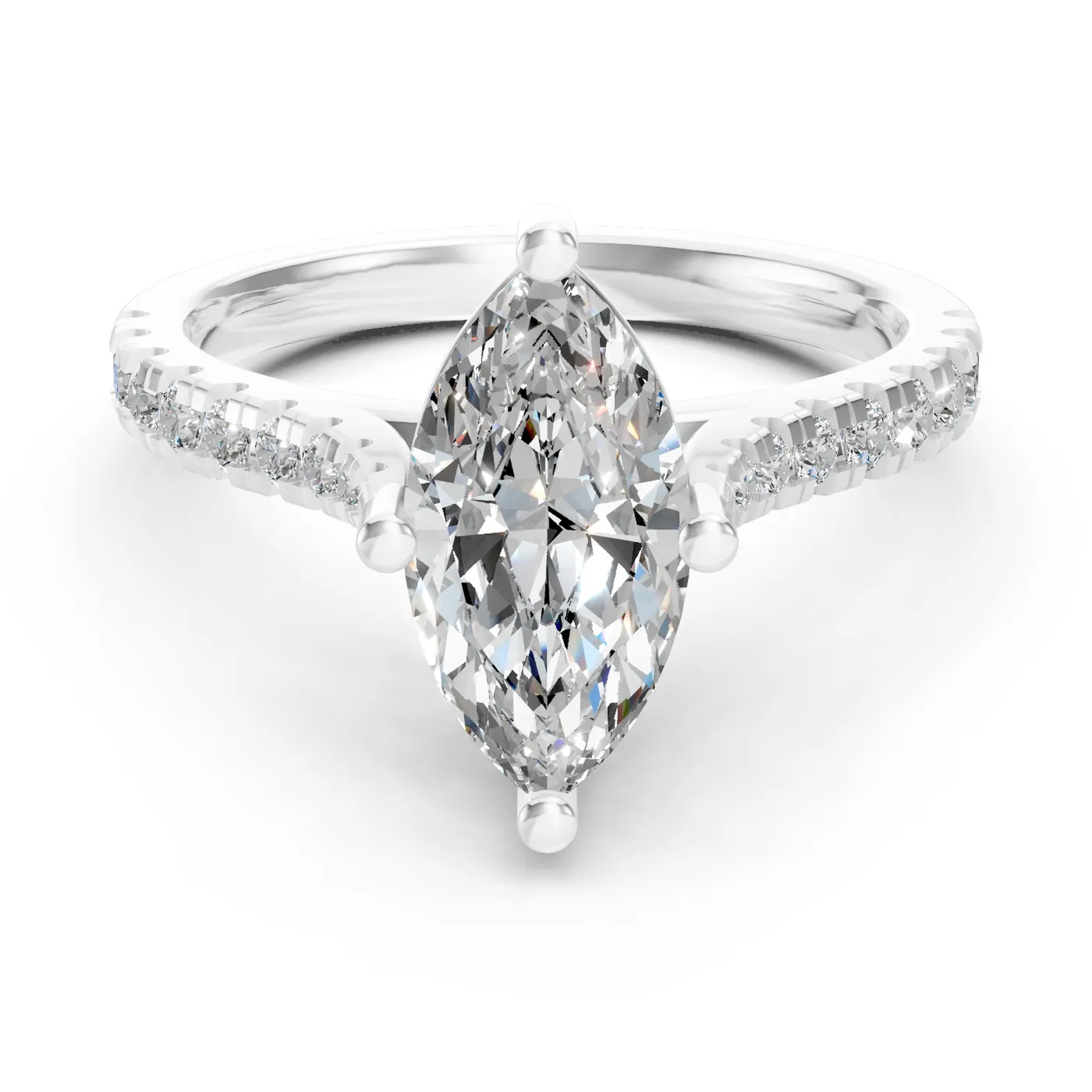 Aura grandiose marquise solitaire ring, 14k white gold