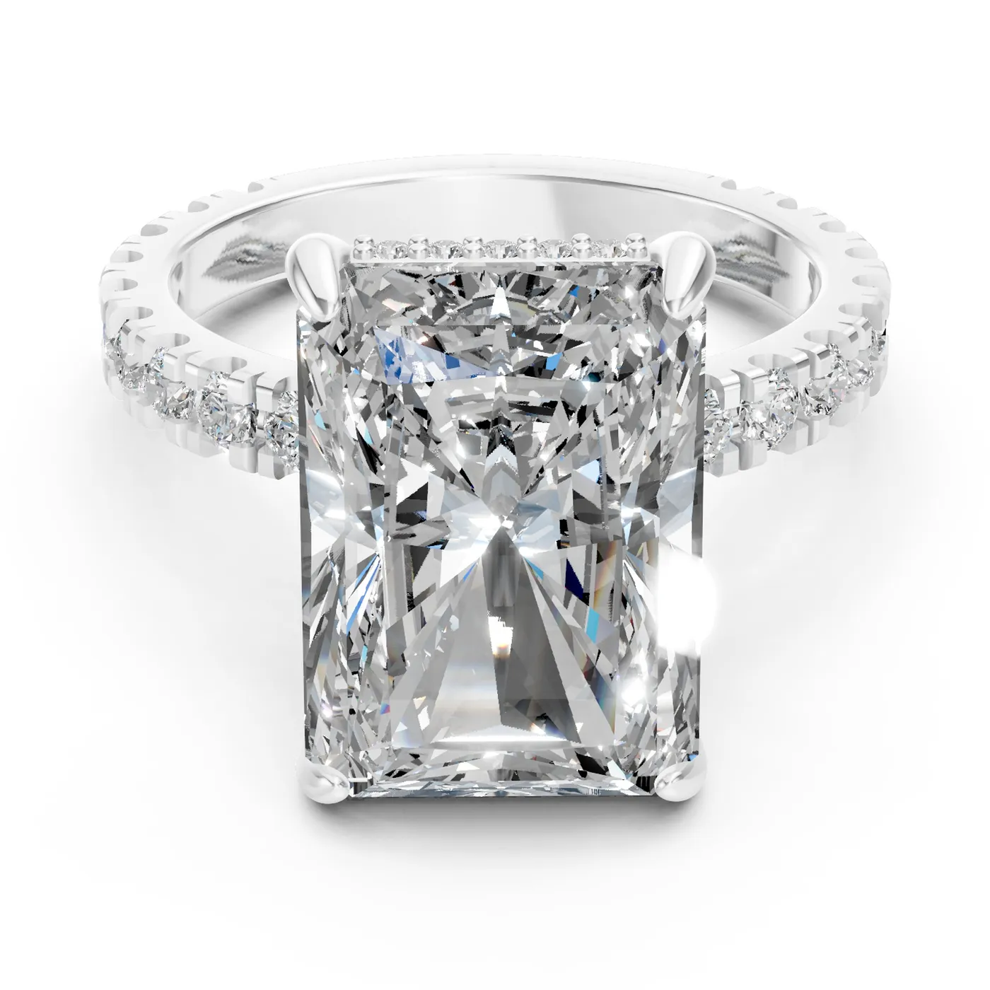 Aura radiant solitaire ring, 14k white gold