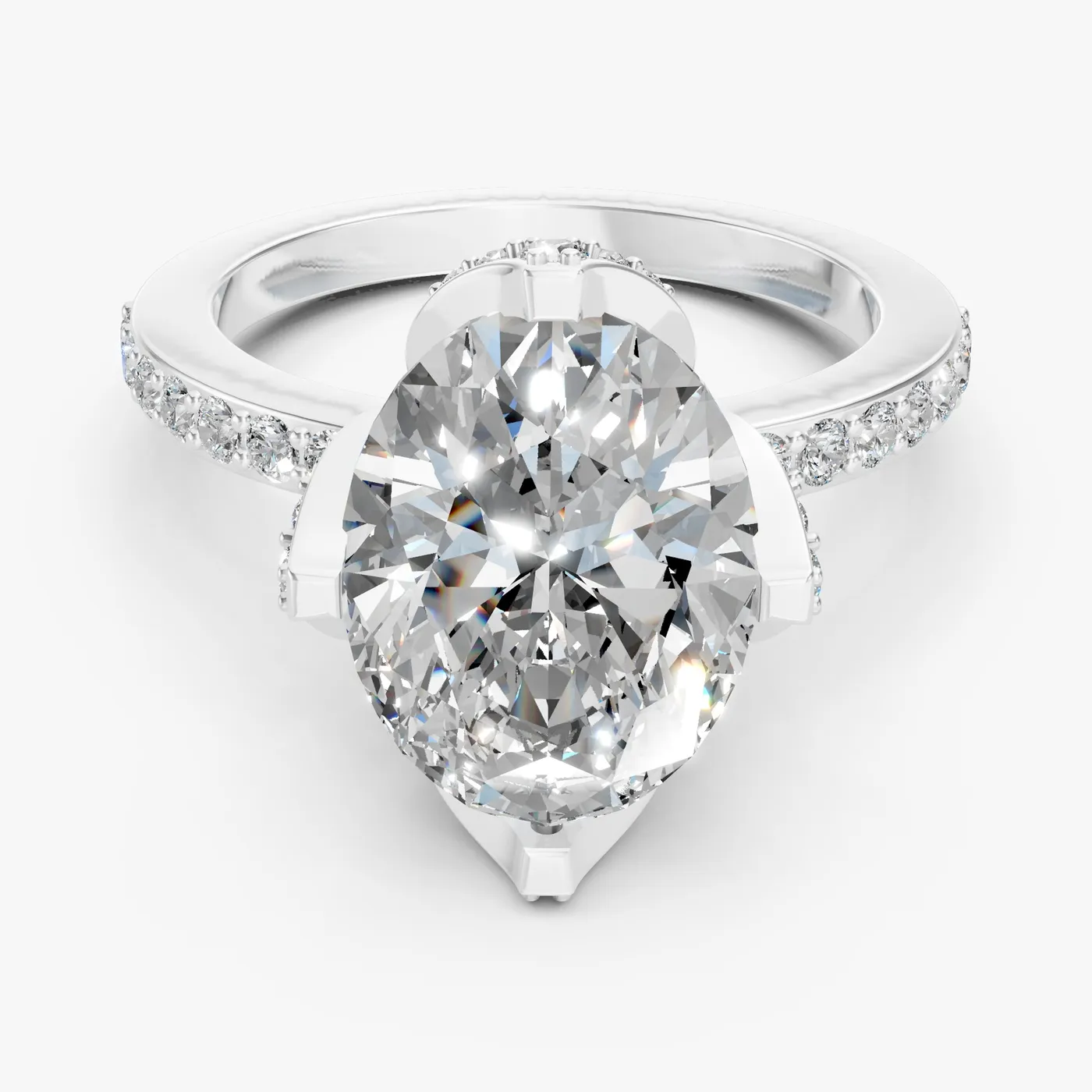 Aura grandiose oval solitaire ring, 14k white gold