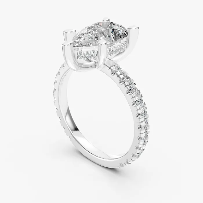 Aura grandiose pear solitaire ring, view 3