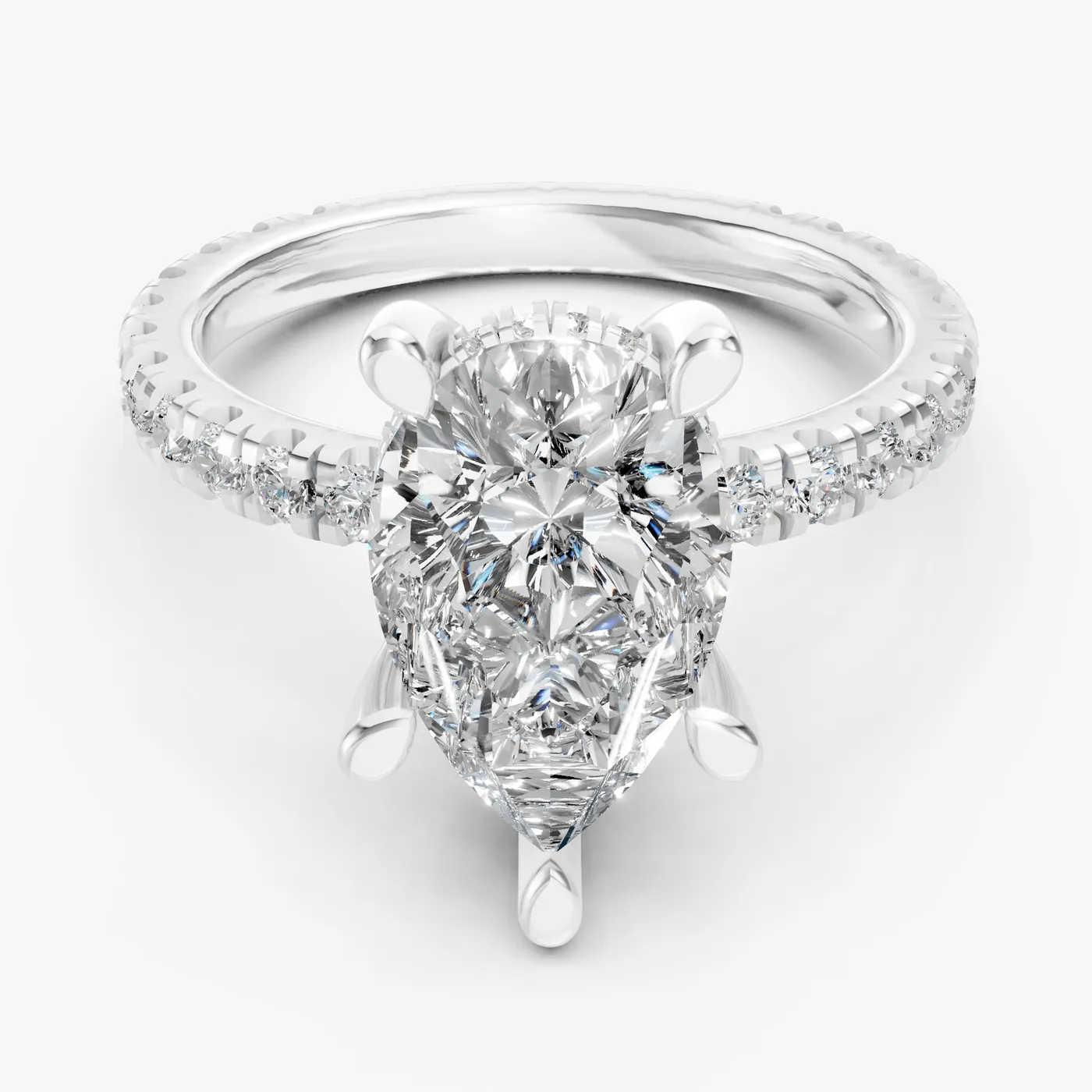 Aura grandiose pear solitaire ring, 14k white gold