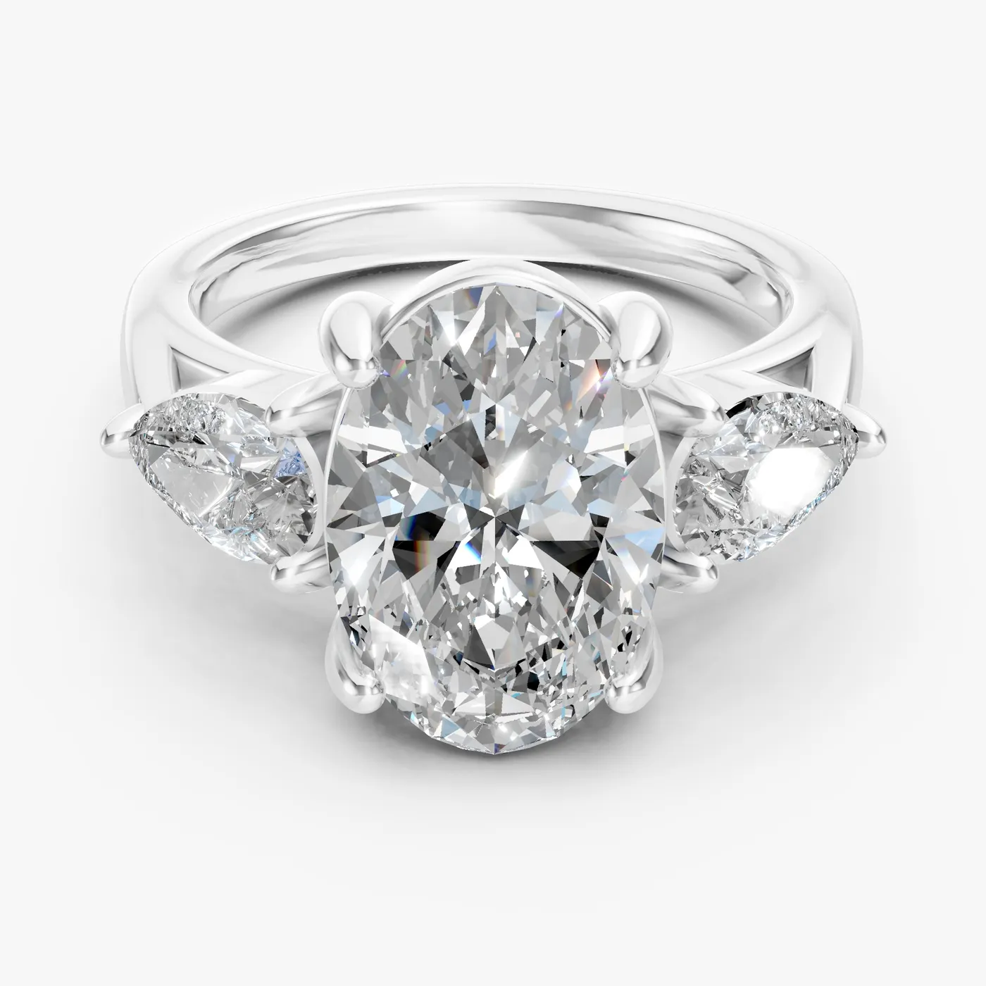Regalia three stone ring, 14k white gold