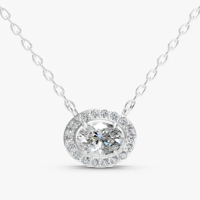 Aura oval solitaire pendant, view 2