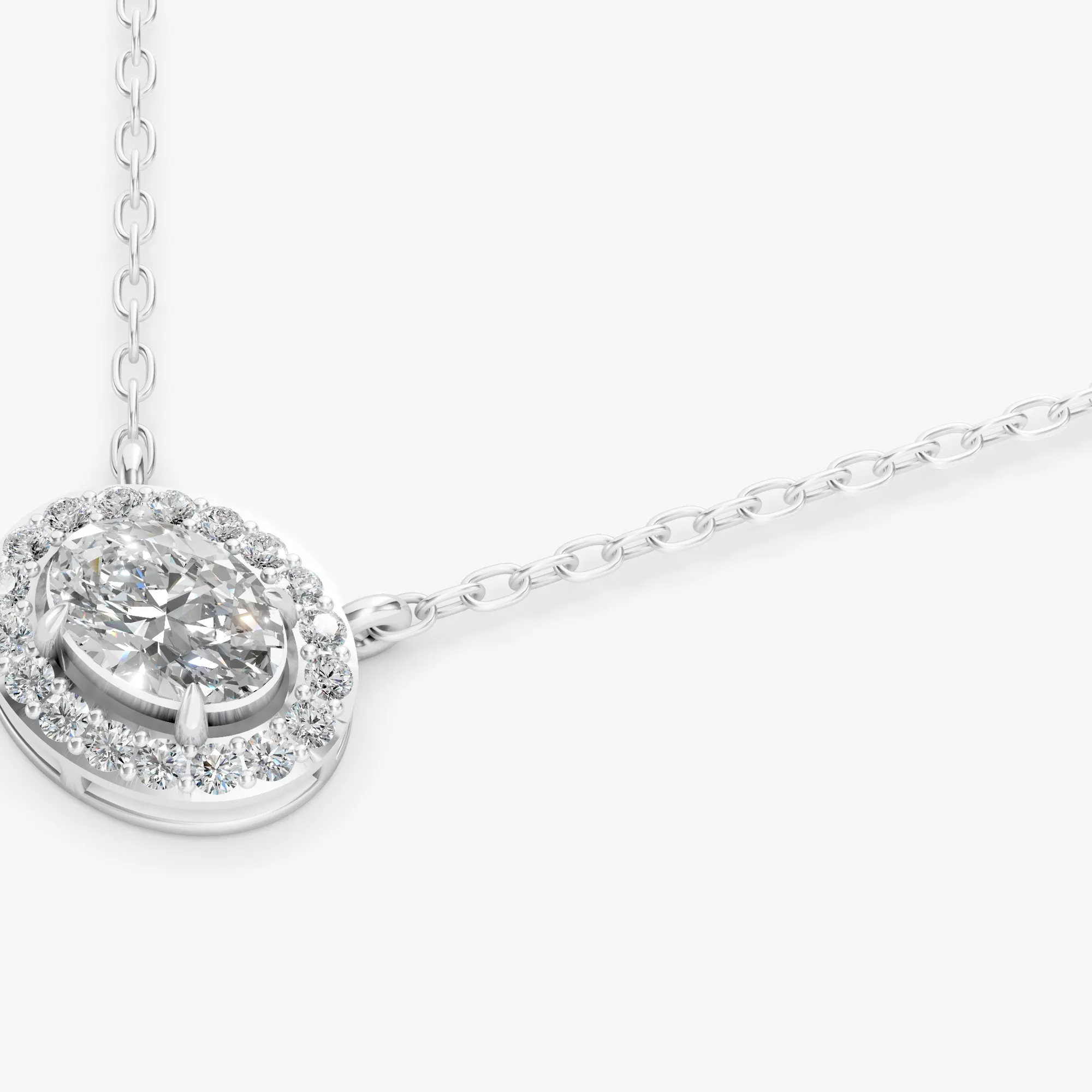 Aura oval solitaire pendant, view 3, enlarged