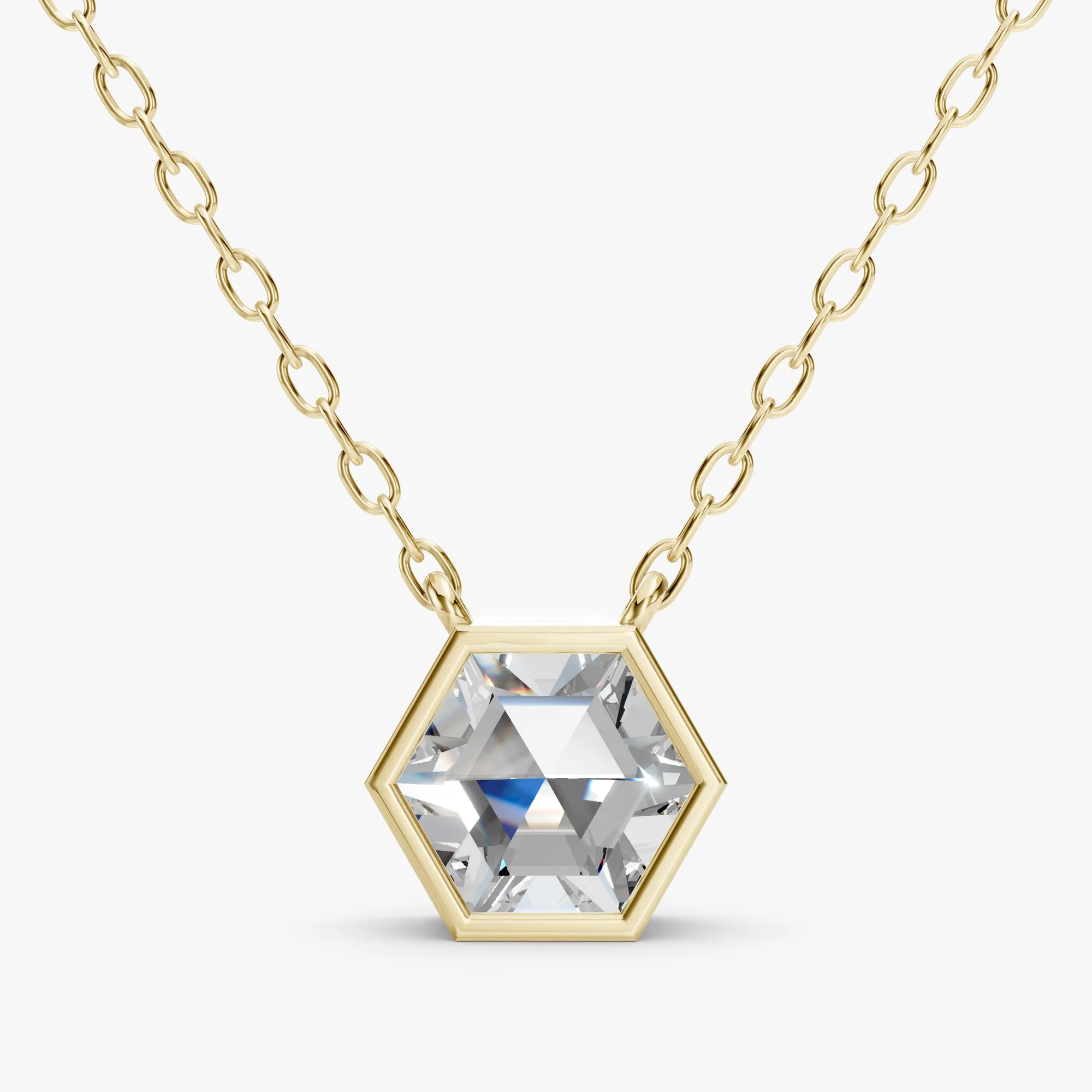 Encompasse hexagon solitaire pendant, view 2, enlarged