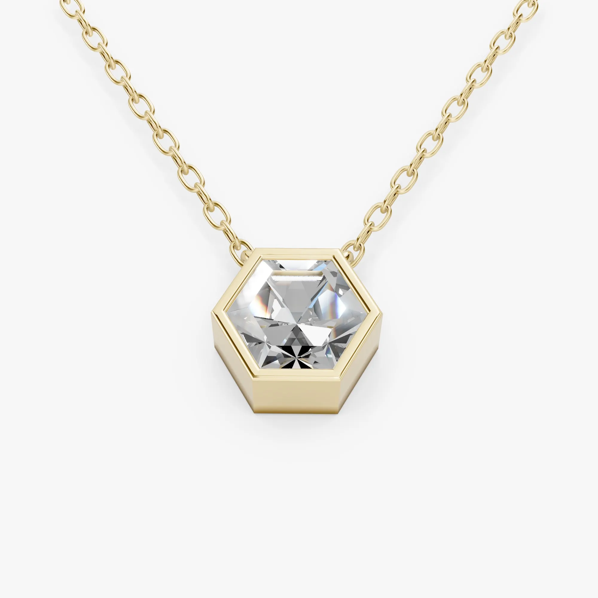 Encompasse hexagon solitaire pendant, view 1, enlarged