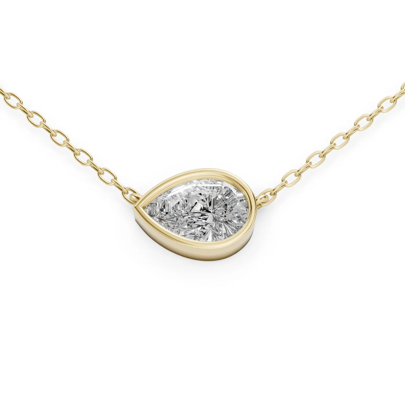 Encompasse pear solitaire pendant, 14k yellow gold