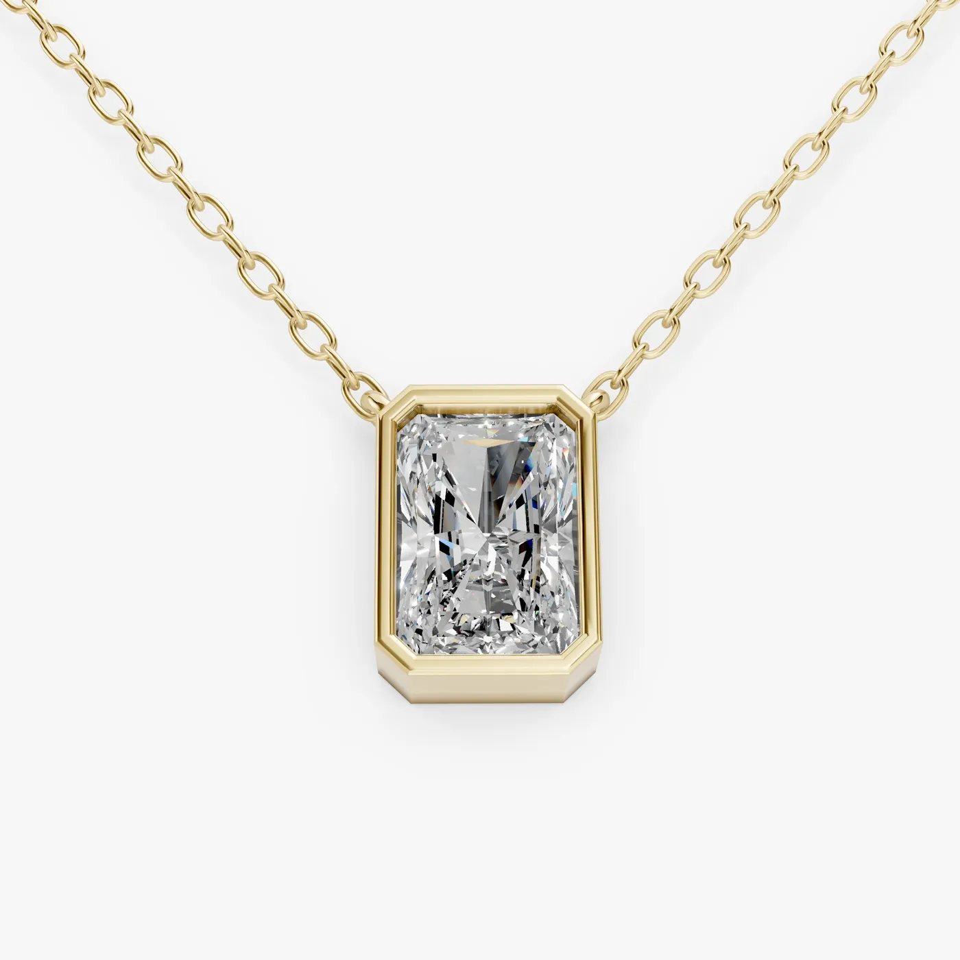 Encompasse radiant solitaire pendant, 14k yellow gold