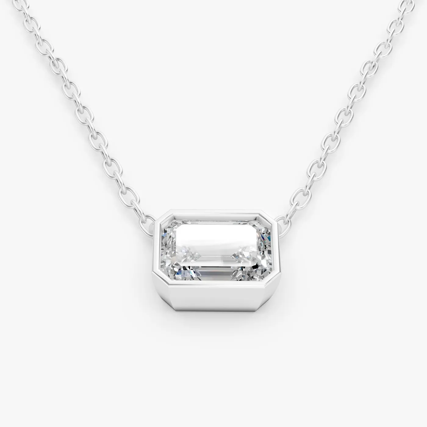 Encompasse emerald solitaire pendant, 14k white gold