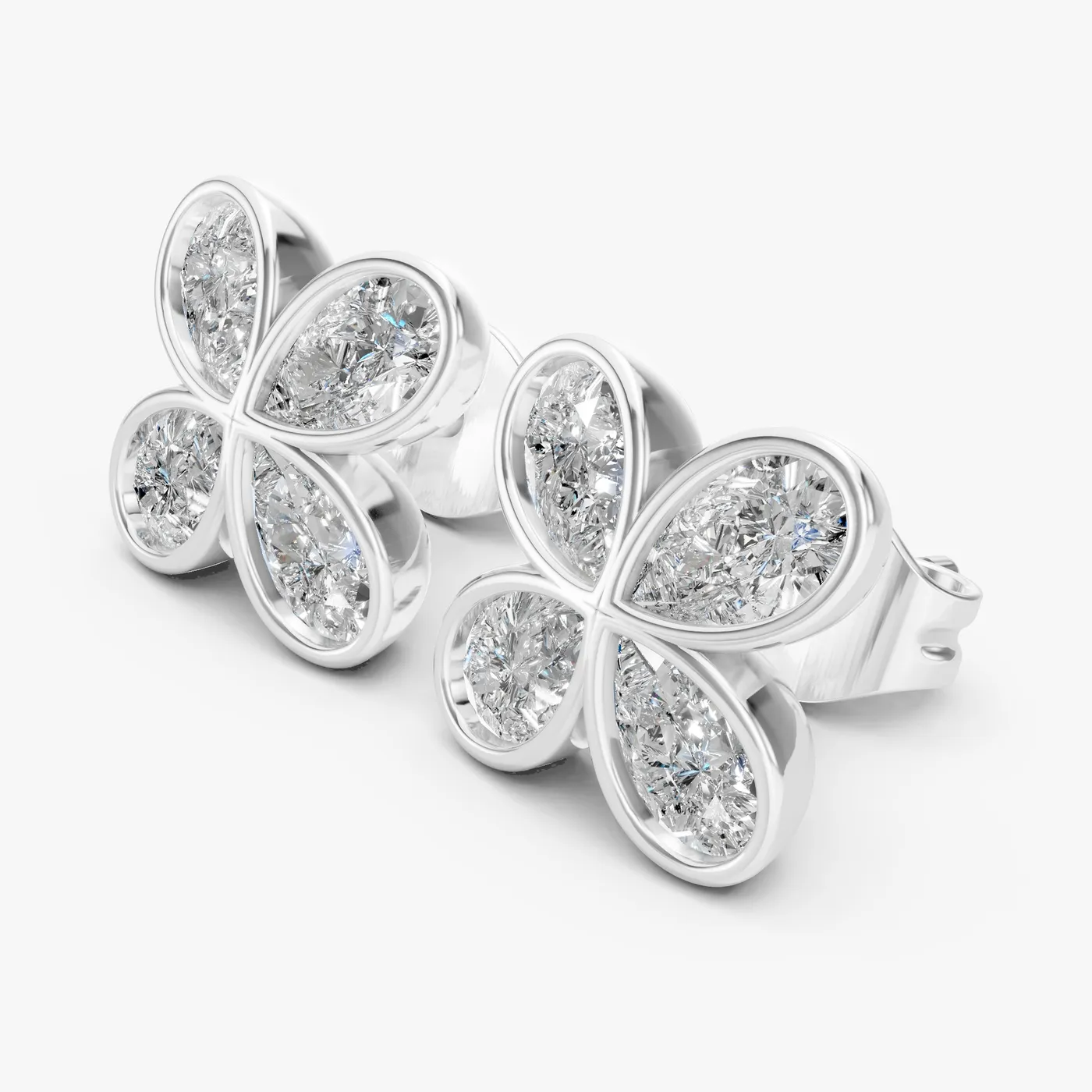 Flora pear encompasse clusters, 14k white gold