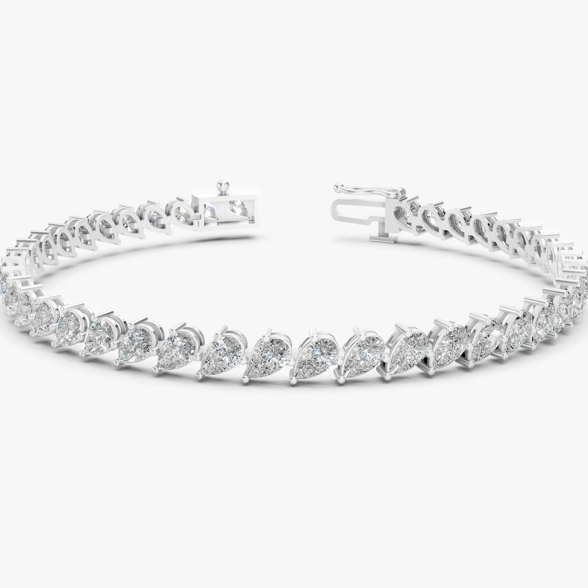 Angular pear tennis bracelet, view 1, enlarged