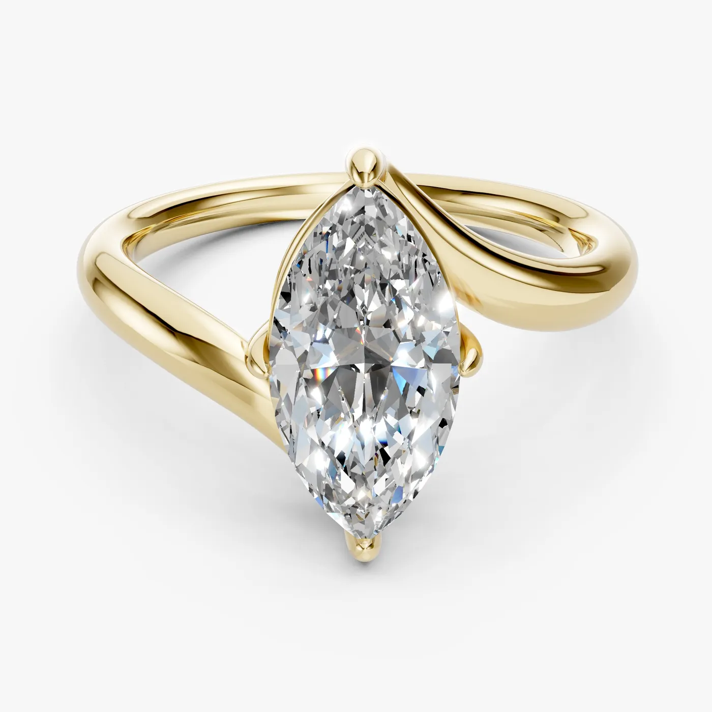 Alba marquise solitaire ring, 14k yellow gold