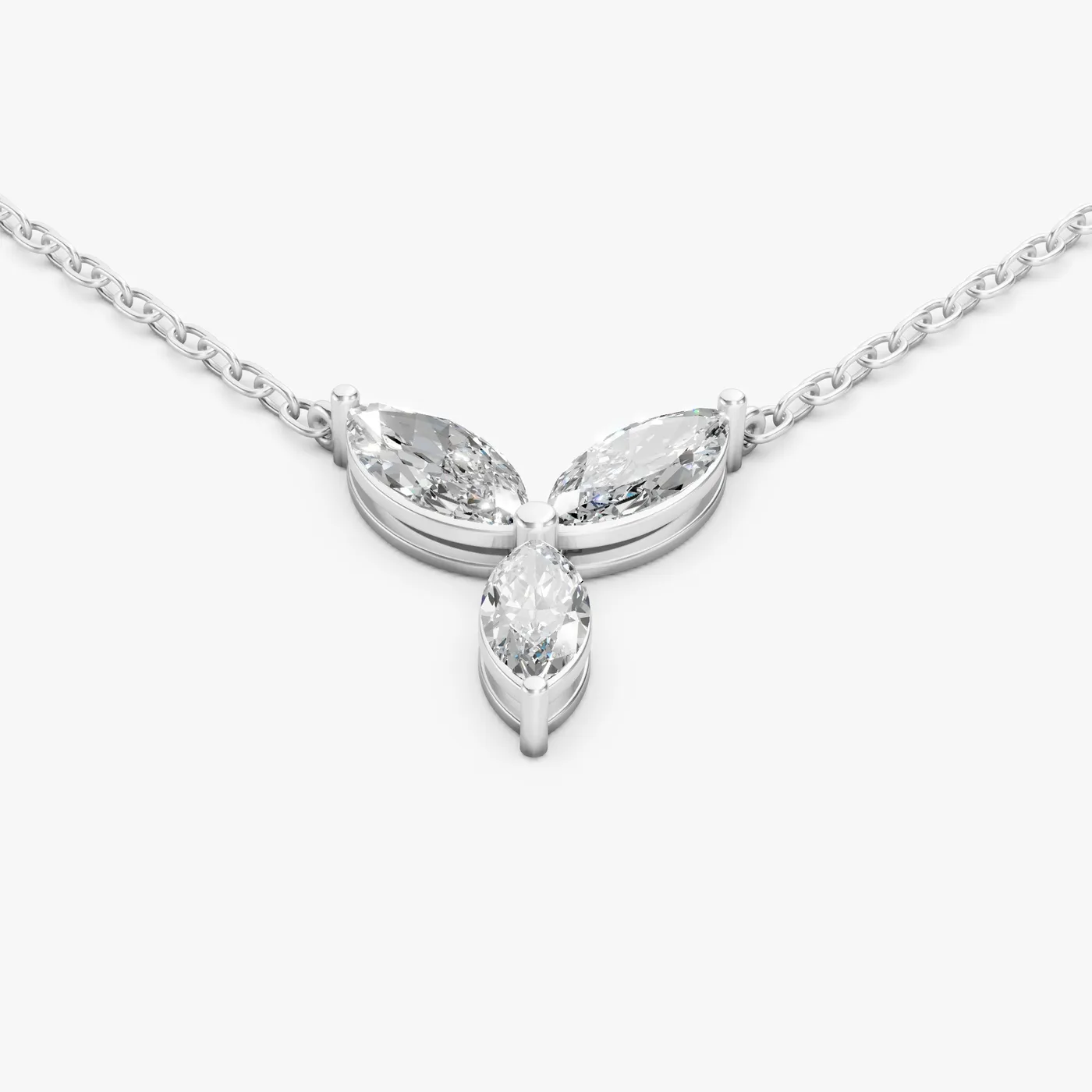 Zenith marquise pendant, 14k white gold