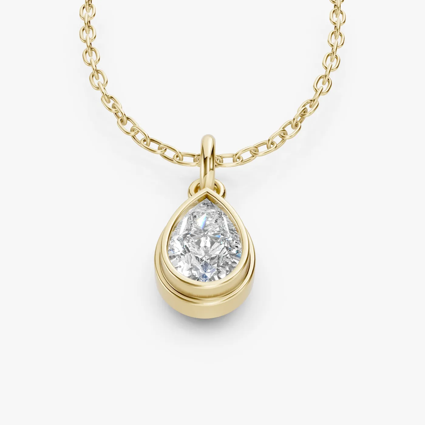 Encompasse dangler pear solitaire pendant, 14k yellow gold